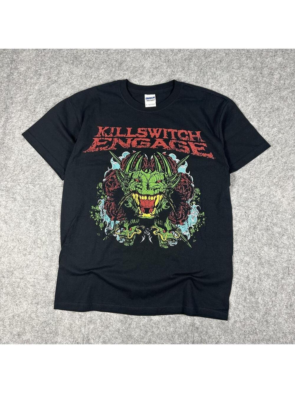 Vintage 2008 Killswitch Engage Heavy Metal Band T Shirt Y2K Serpent Size Medium